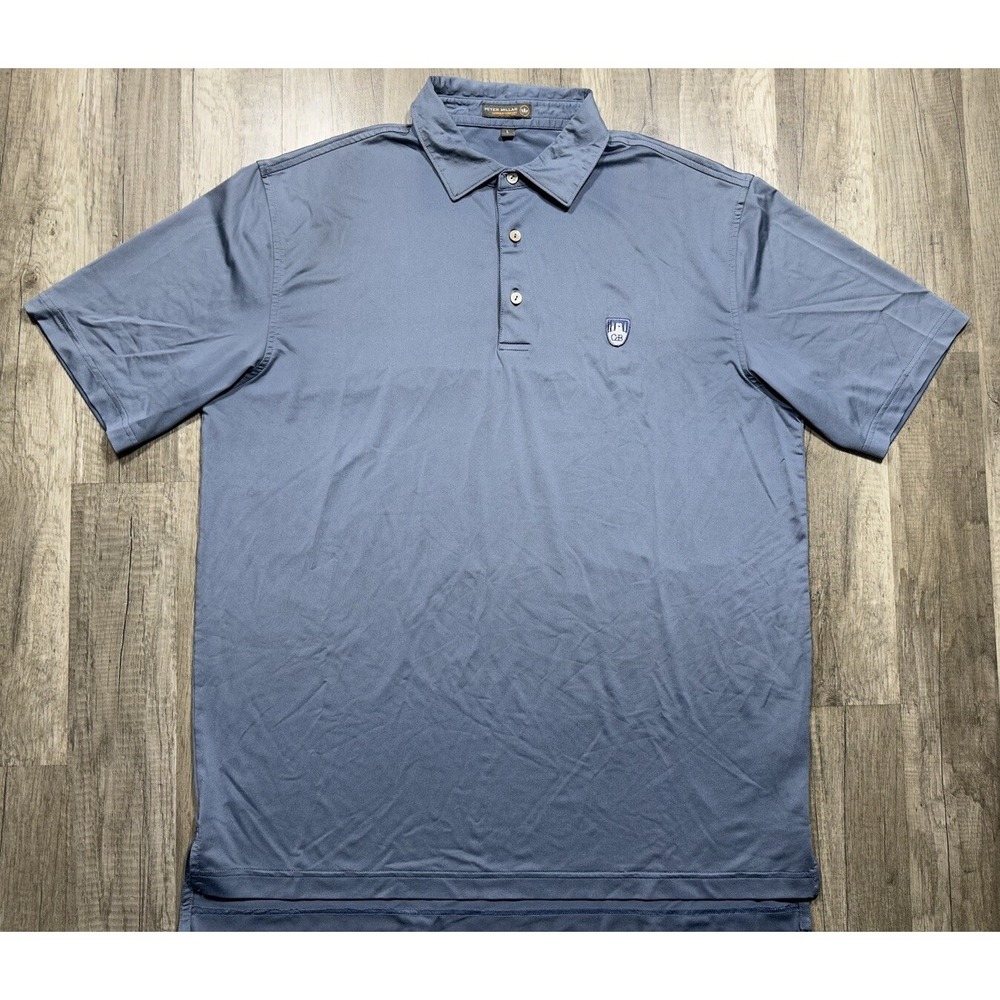 Peter Millar Summer Comfort Golf Polo Shirt Men's Sz L Blue Short Sleeve